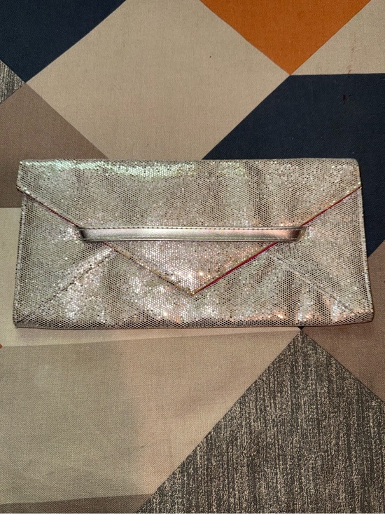 Victoria's Secret Handbags - Victoria’s Secret Vintage Silver Glitter Envelope Clutch EUC